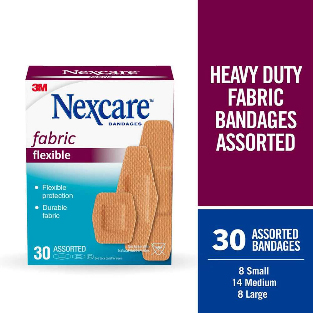 Nexcare stretch fabric bandages provide elastic protection on joints during activity.