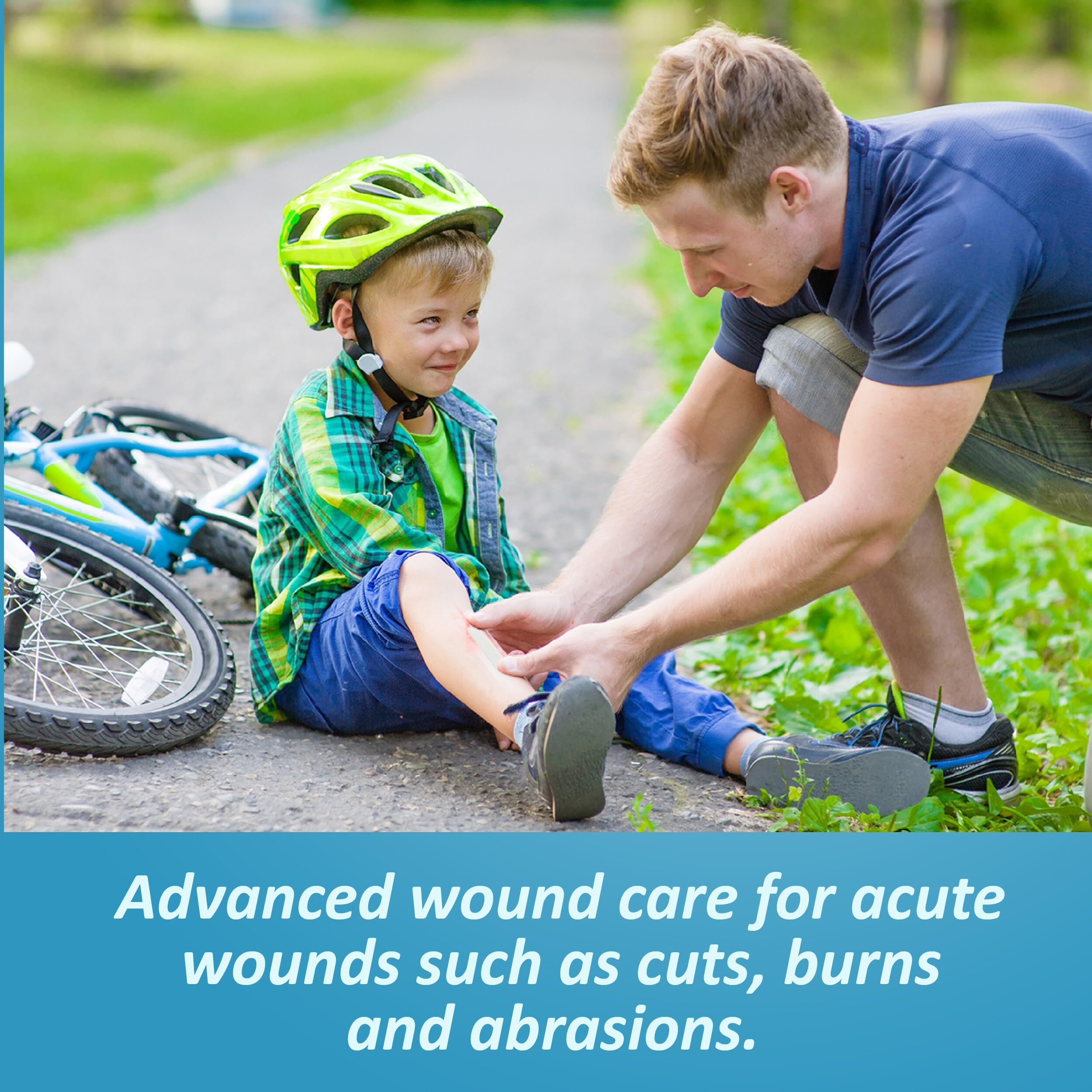 Nexcare Tegaderm + Pad waterproof seal protecting the wound from water and dirt.