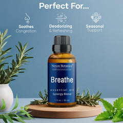Nexon Botanics Breathe essential oil diffuser scene delivering crisp, invigorating scent.