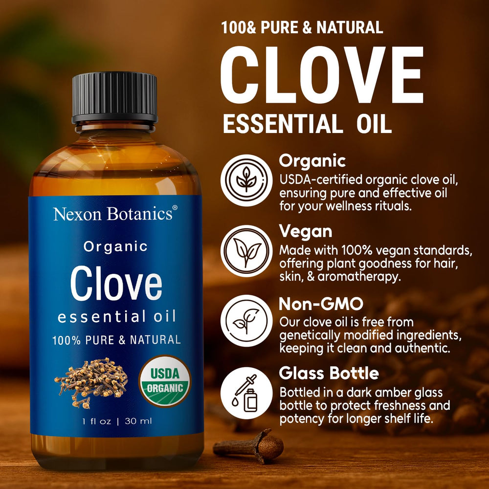 Nexon Botanics clove oil aroma in diffuser for relaxing ambiance