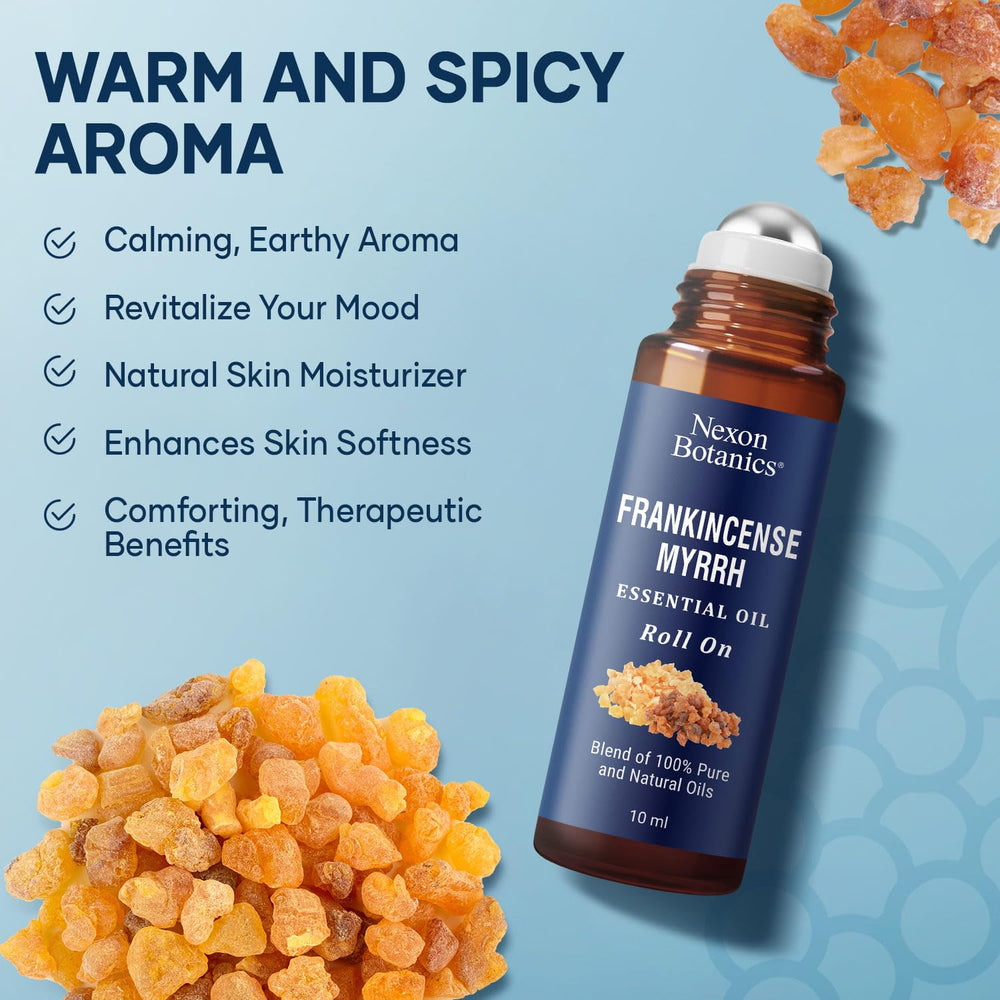 Nexon Botanics roll-on applied to the wrist for calming relief.