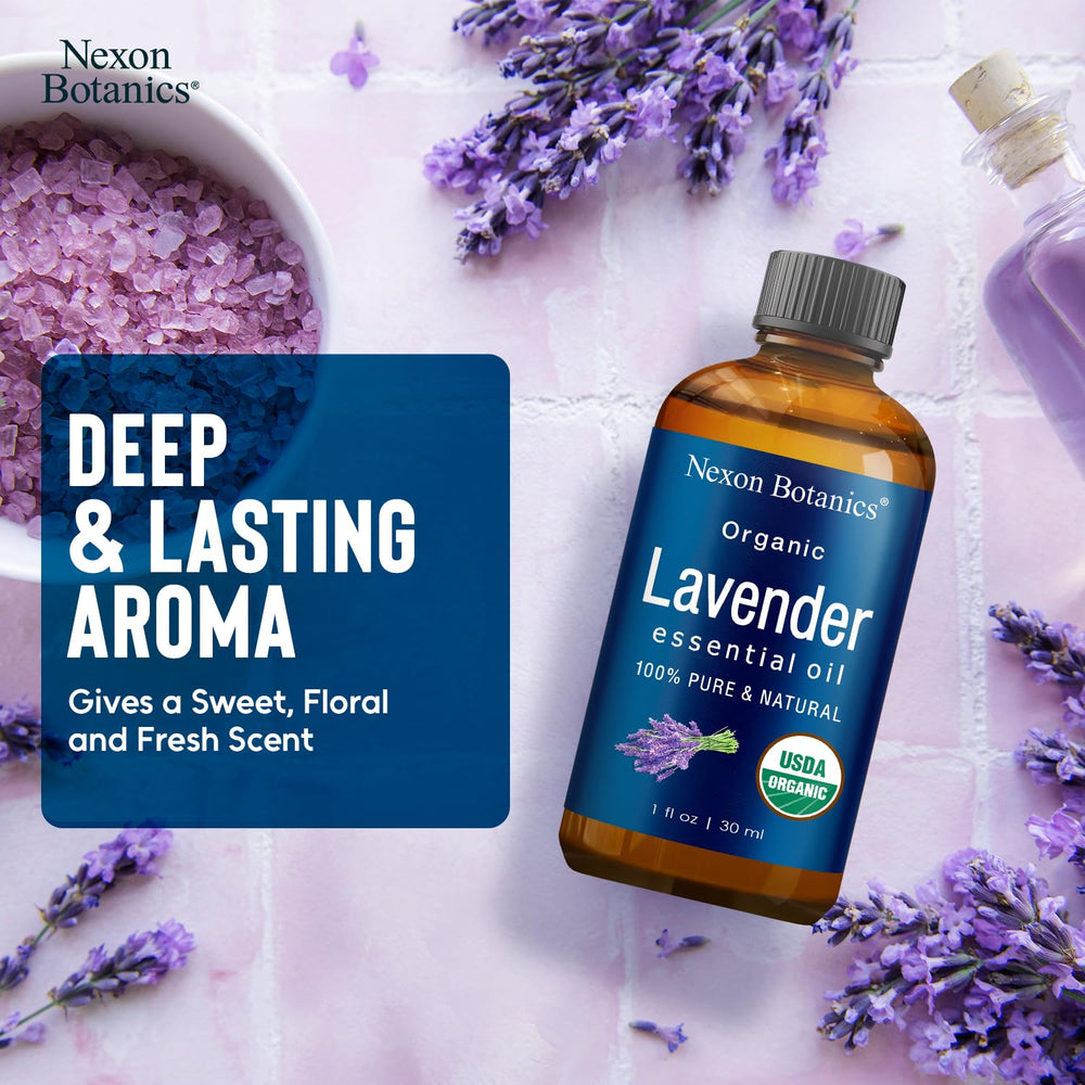 Nexon Botanics Lavender Oil creating relaxing ambience in bath or room