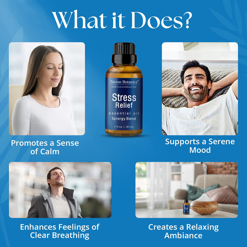 Nexon Botanics Stress Relief diffuser releasing soothing aroma in living room