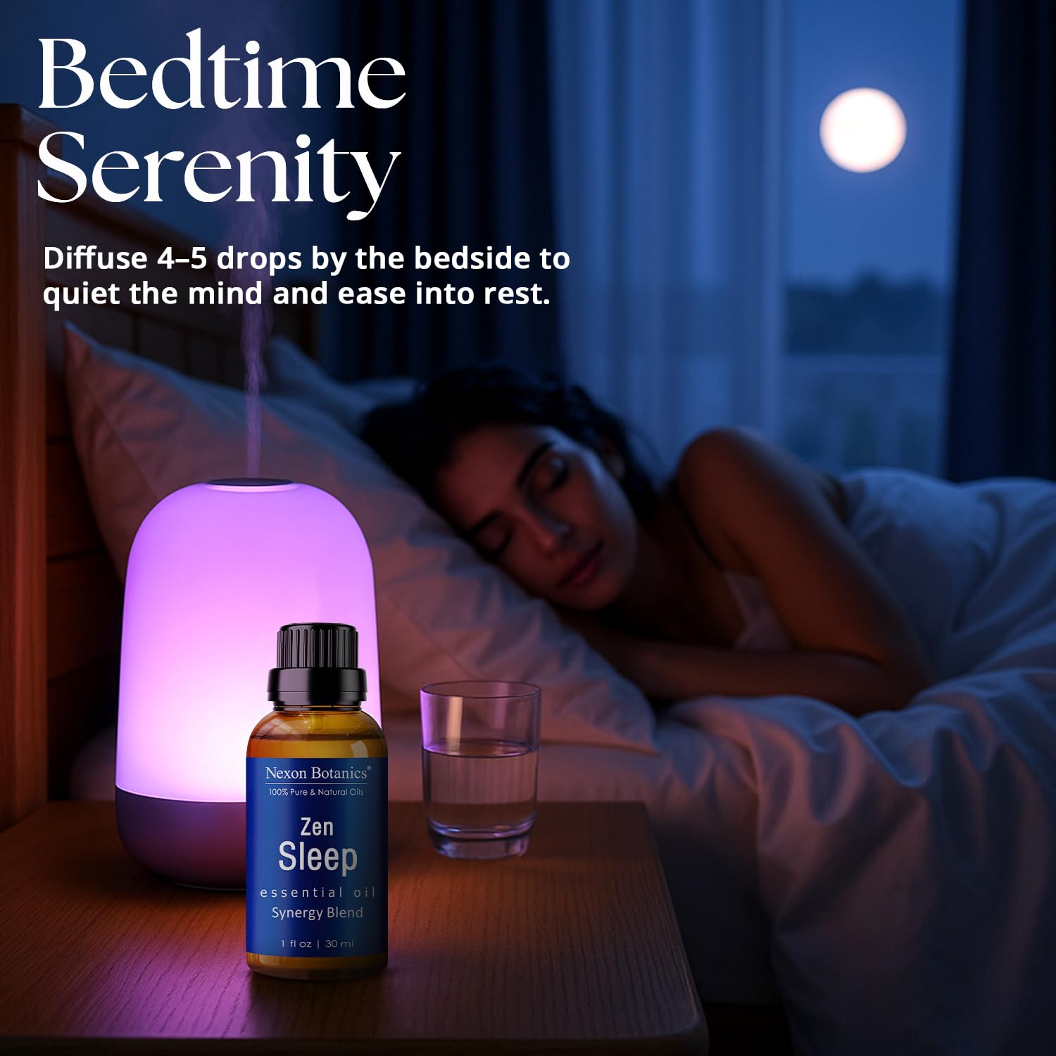 Nightstand setup with Nexon Botanics Zen Sleep for easy access.