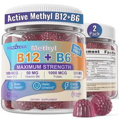 Nextdia B12 & B6 gummies energy bottle pour for quick daytime boost