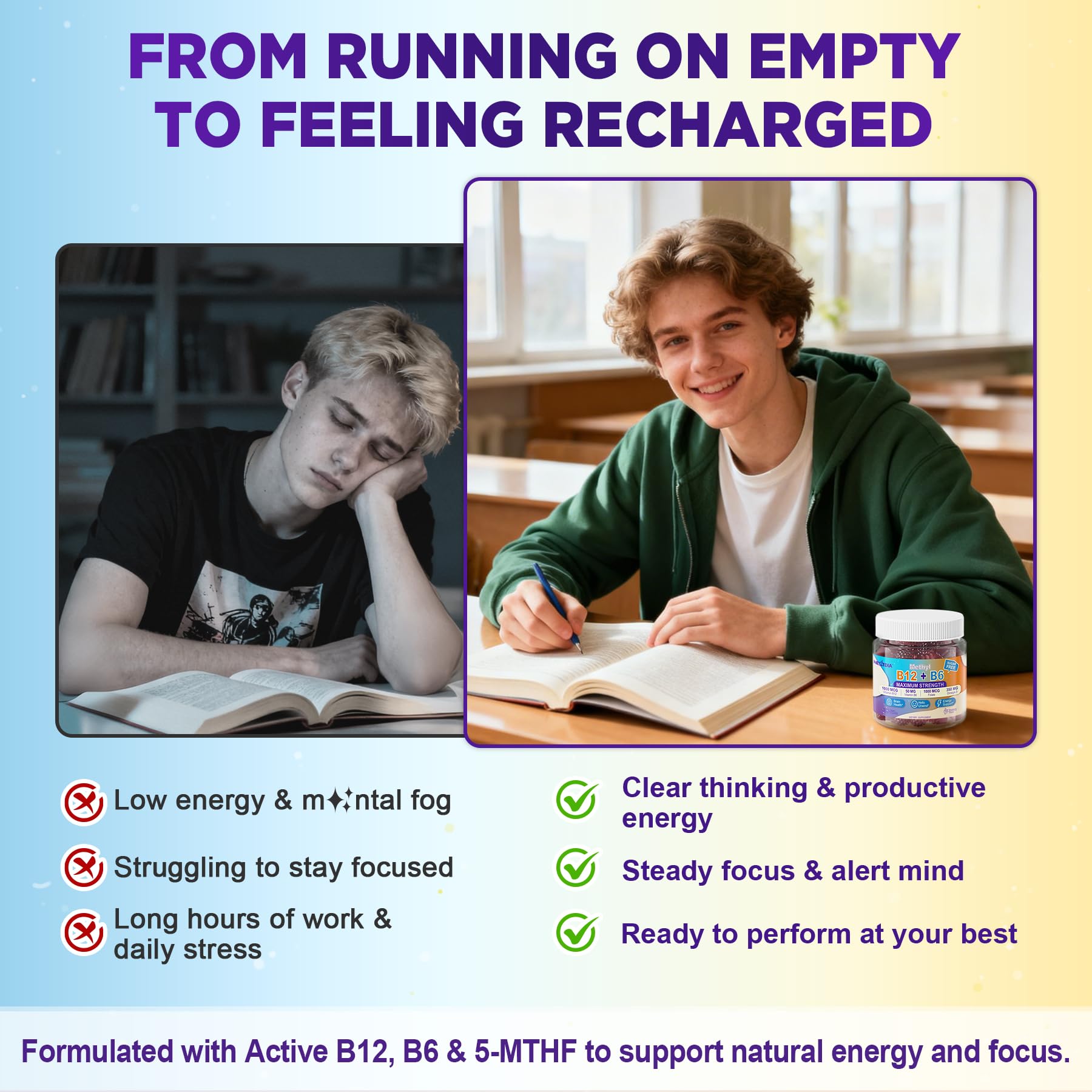 Nextdia B12 & B6 gummies vegan-friendly packaging highlights plant-based formula