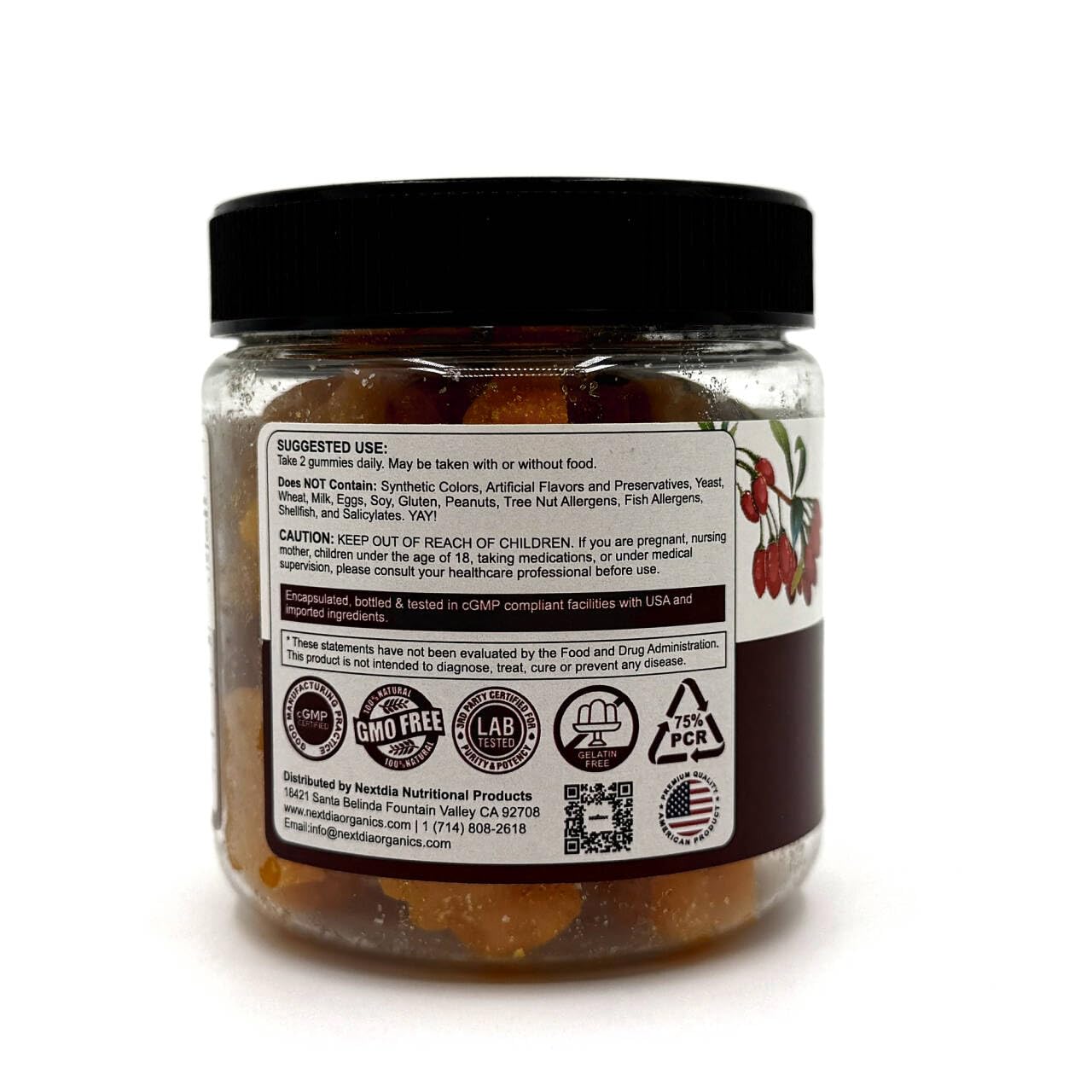 Nextdia Berberine Gummies monk fruit sweetener—natural taste without sugar