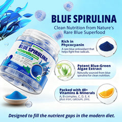 Nextdia Blue Spirulina Gummies label front, non-GMO vegan formula.