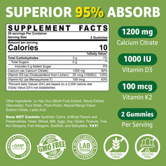 Nextdia calcium citrate gummies label highlighting D3 and K2 benefits