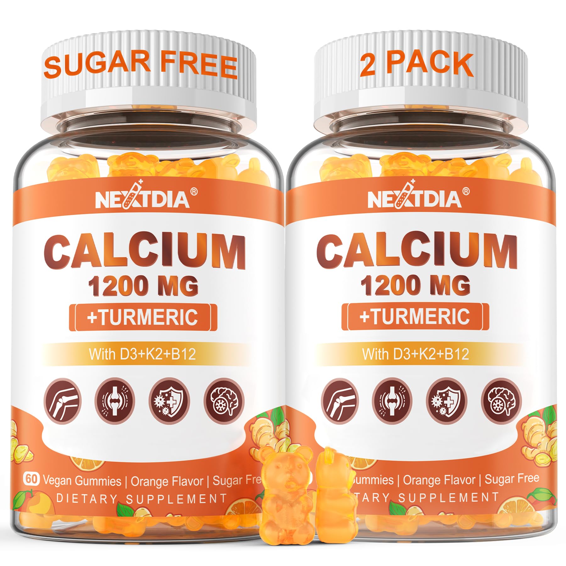 Nextdia Calcium Gummies with Turmeric bottle shows a potent, convenient bone support option.