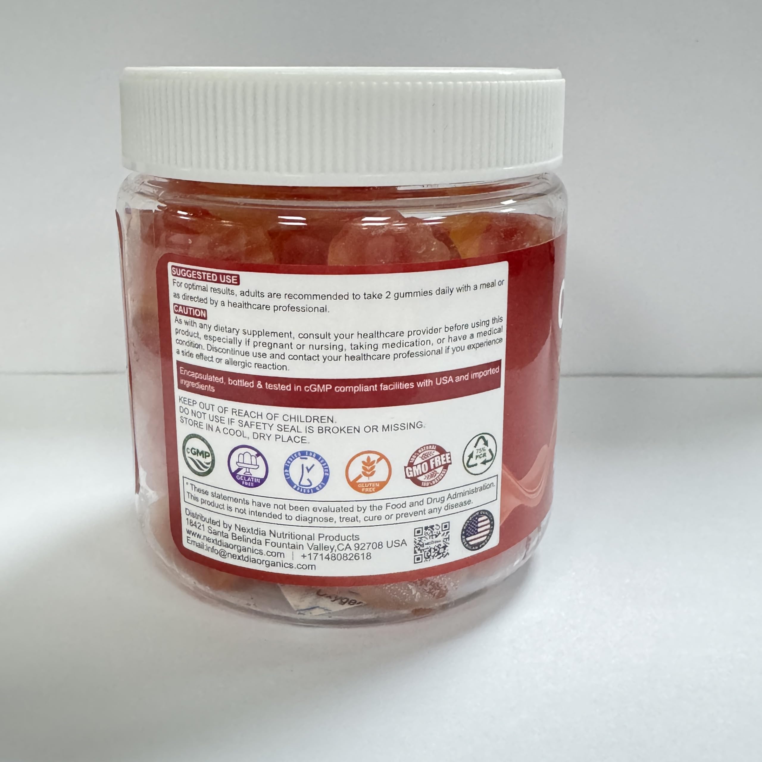 Nextdia CoQ10 Gummies closeup shows chewy texture and flavor.