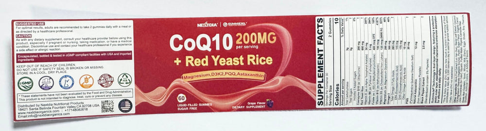 Nextdia CoQ10 Gummies packaging display for easy daily use.