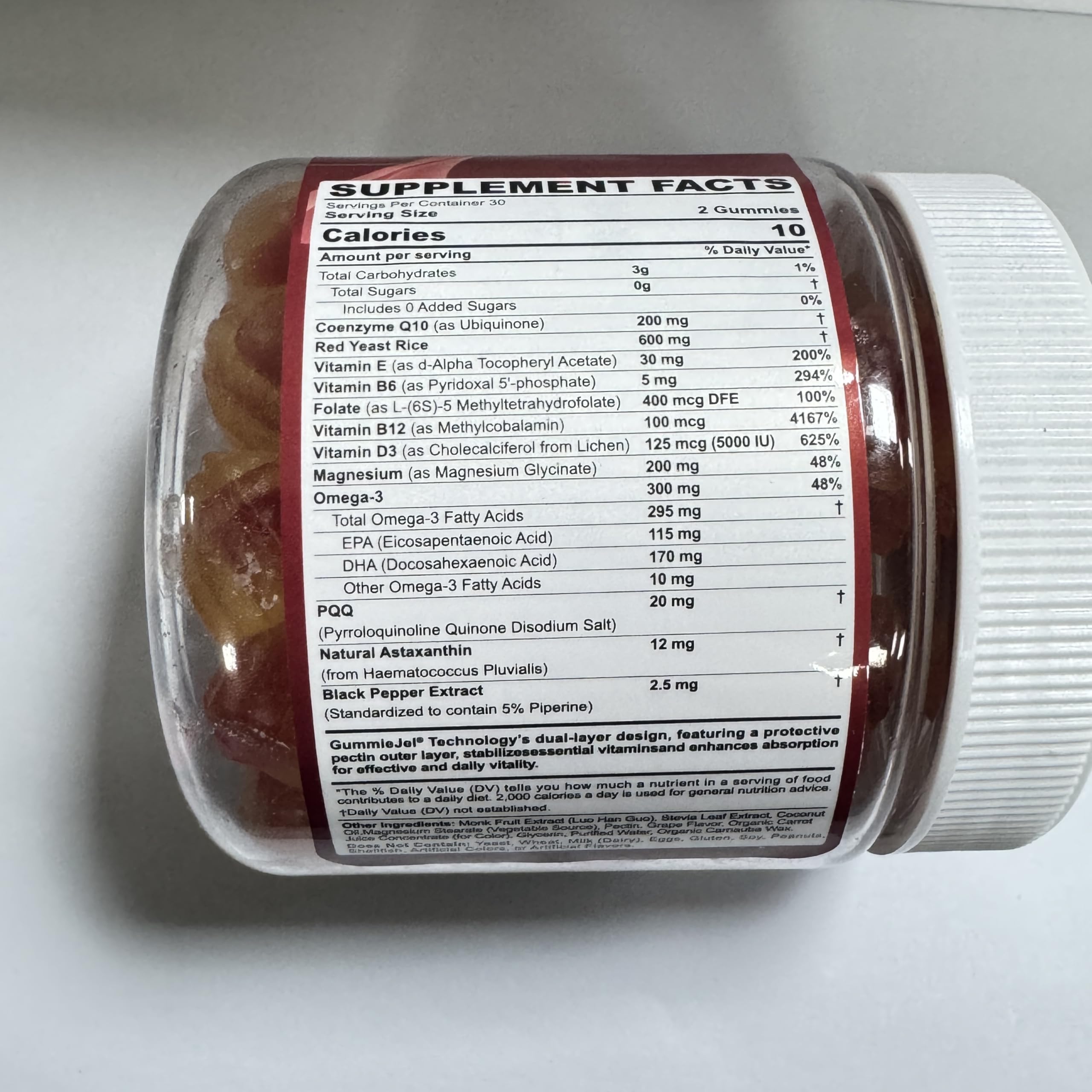 Nextdia CoQ10 Gummies two gummies serving option.