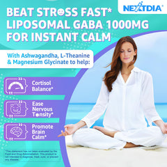 Nextdia GABA Gummies label with 1000 mg GABA and liposomal delivery