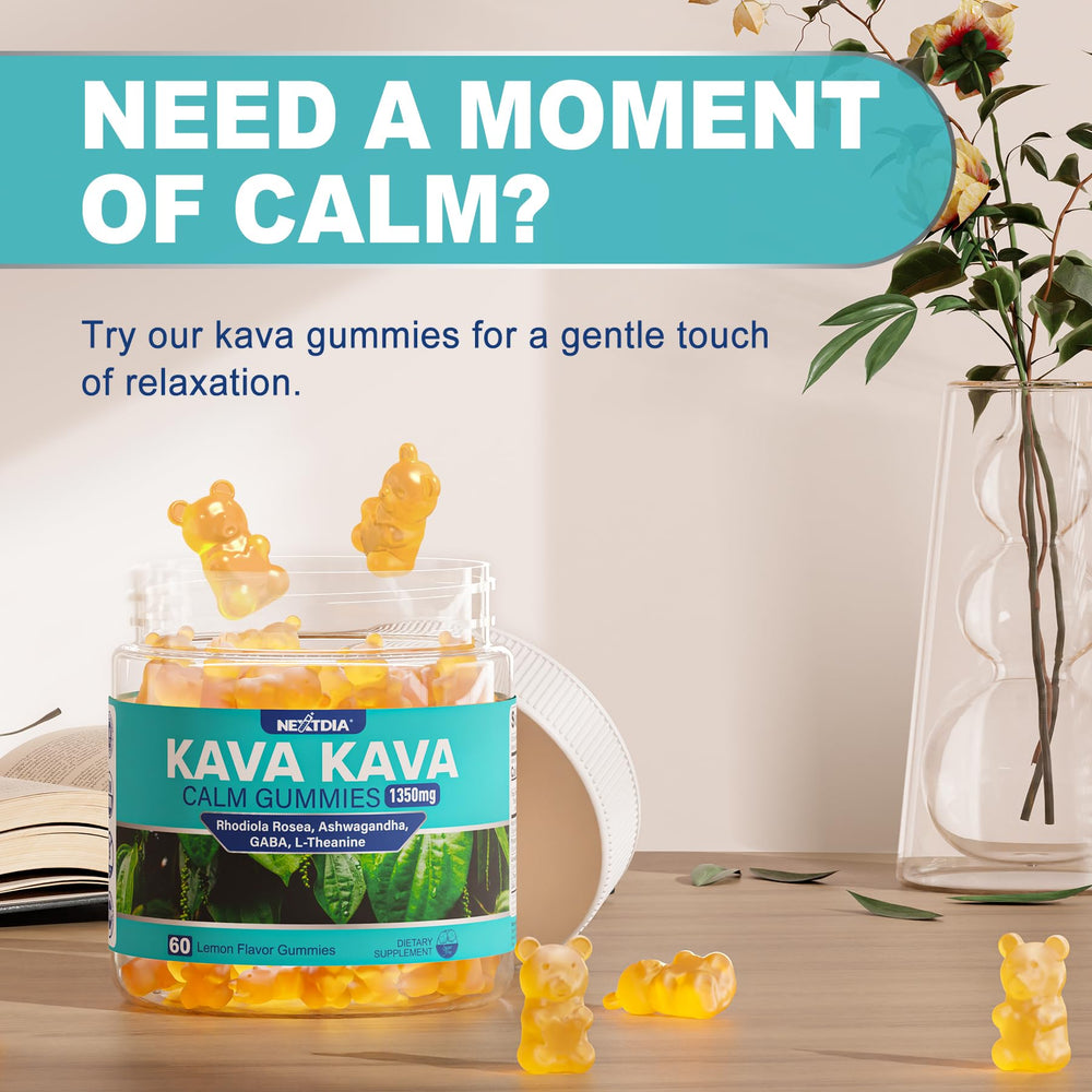Nextdia Kava Kava Gummies lemon flavor for easy on-the-go calm