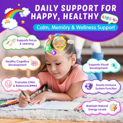 Child holding Nextdia Kids Brain Gummies to illustrate a simple daily routine.