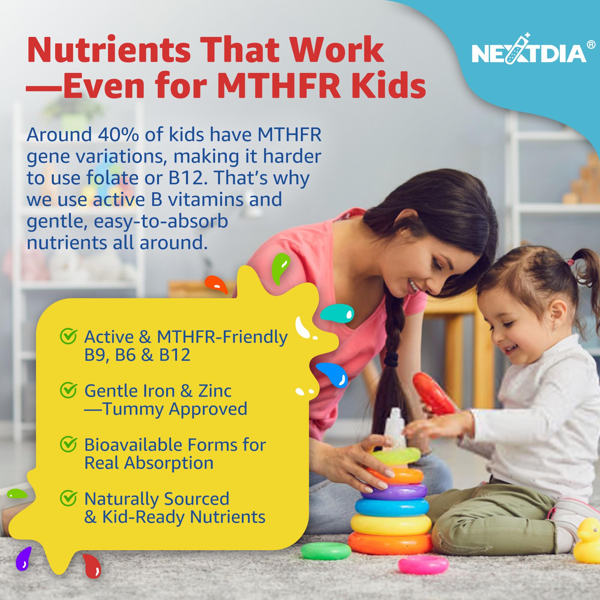 Nextdia omega-3 algae label highlights EPA and DHA benefits for brain development.