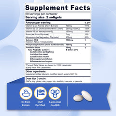 Nextdia liposomal calcium AKG softgels closeup, easy-to-swallow capsules for daily bone support