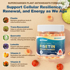 Ingredients panel of Nextdia Liposomal Fisetin Complex Gummies