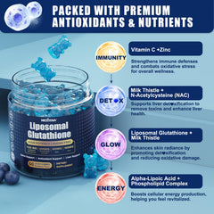 Nextdia liposomal glutathione gummies ingredients panel with vitamin C NAC ALA