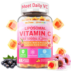 Nextdia liposomal vitamin C 1000mg gummy bottle offering immune support and daily energy.