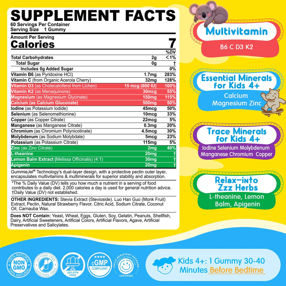 Nextdia gummies showing magnesium glycinate and minerals for nightly use