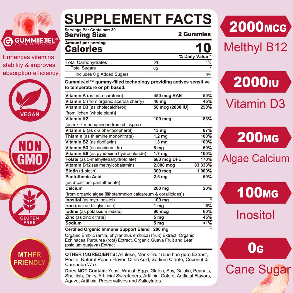 Nextdia methylated women's multivitamin gummies center-filled technology for enhanced absorption.