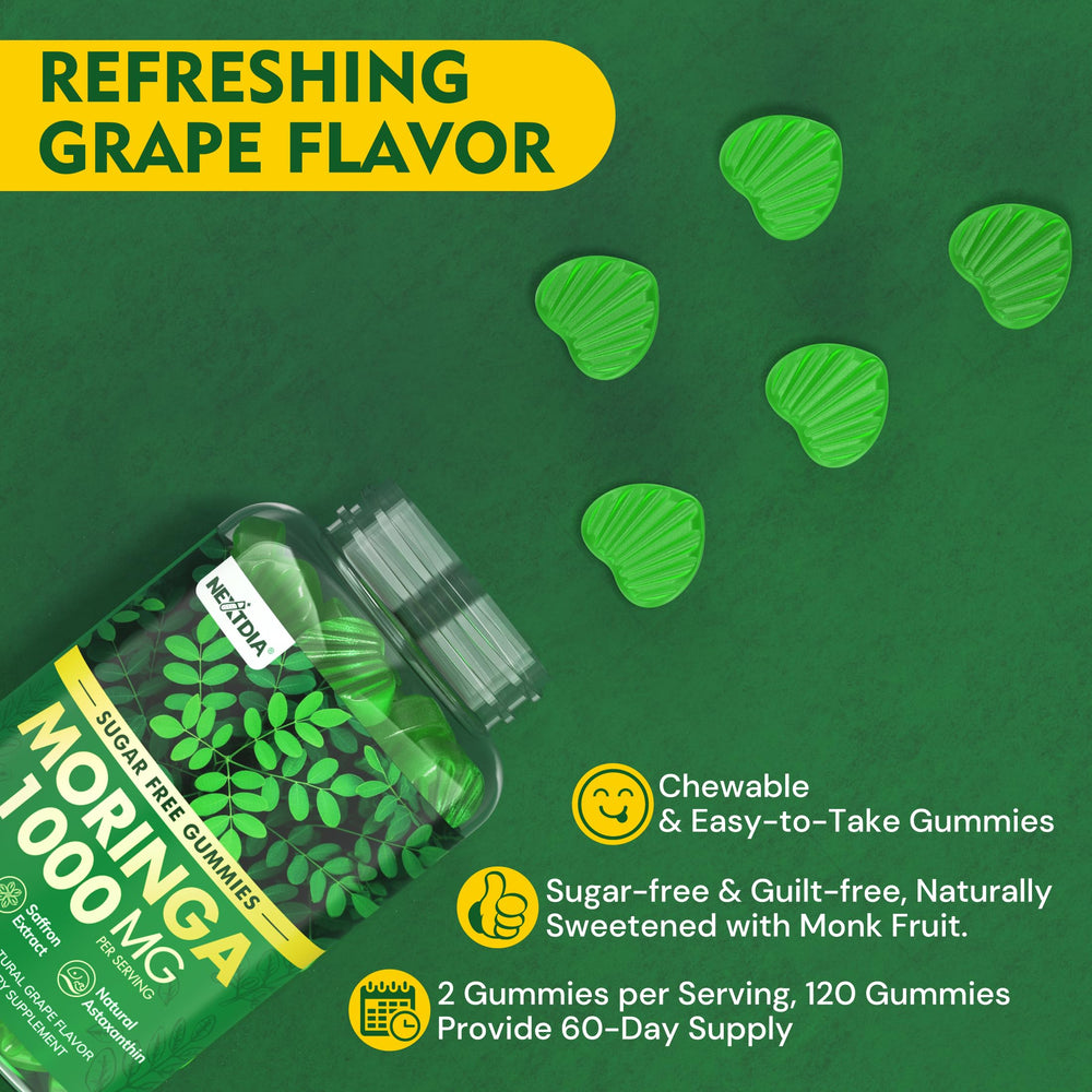 Nextdia Moringa Gummies in office setup reflects easy, on-the-go snacking