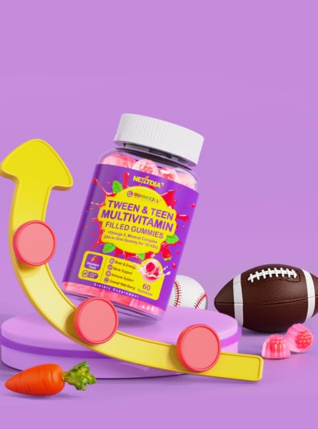 Nextdia multivitamin-filled gummies non-GMO gluten-free badge, clean daily nourishment