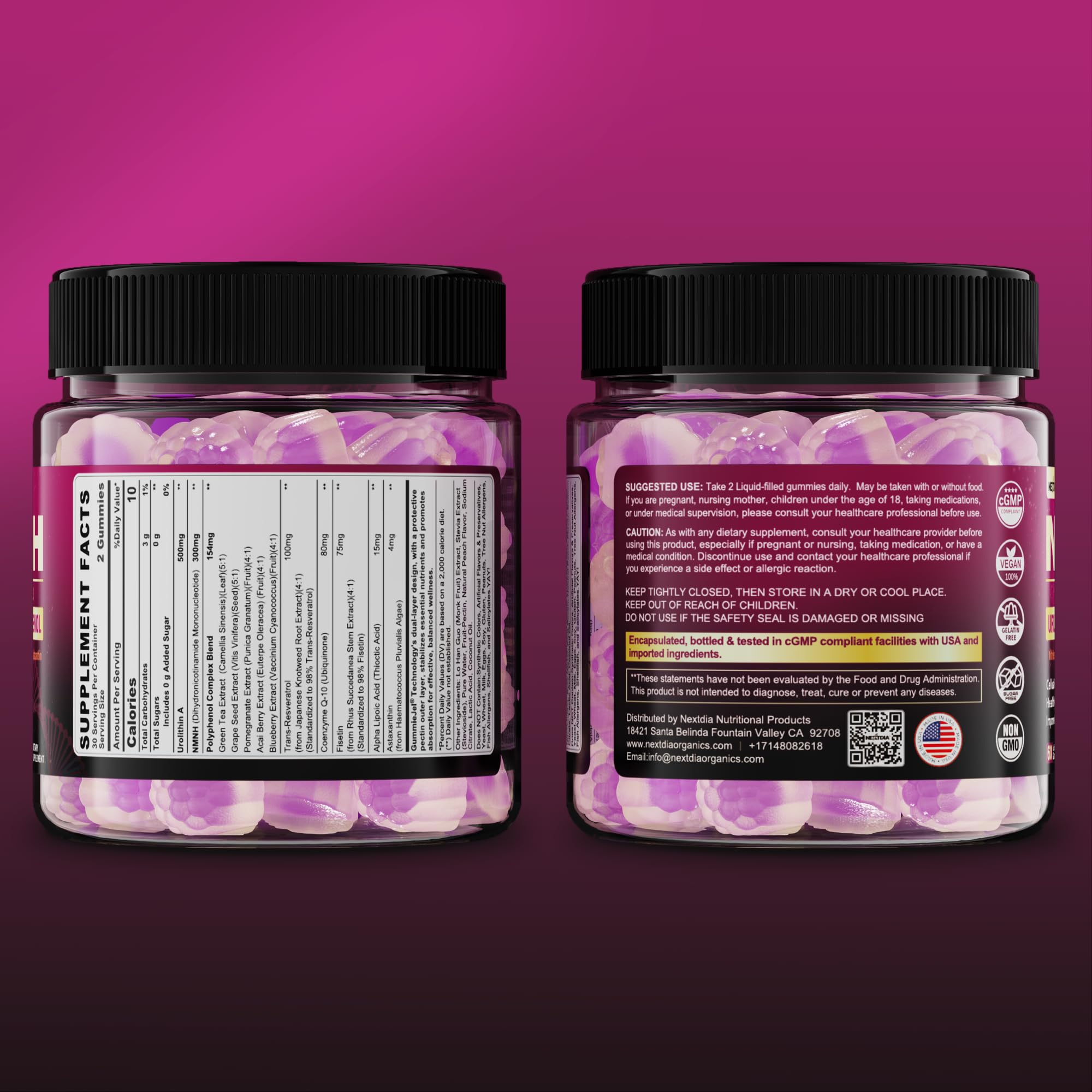 Nextdia NMNH Gummies on desk scene illustrating on-the-go wellness and routine use.