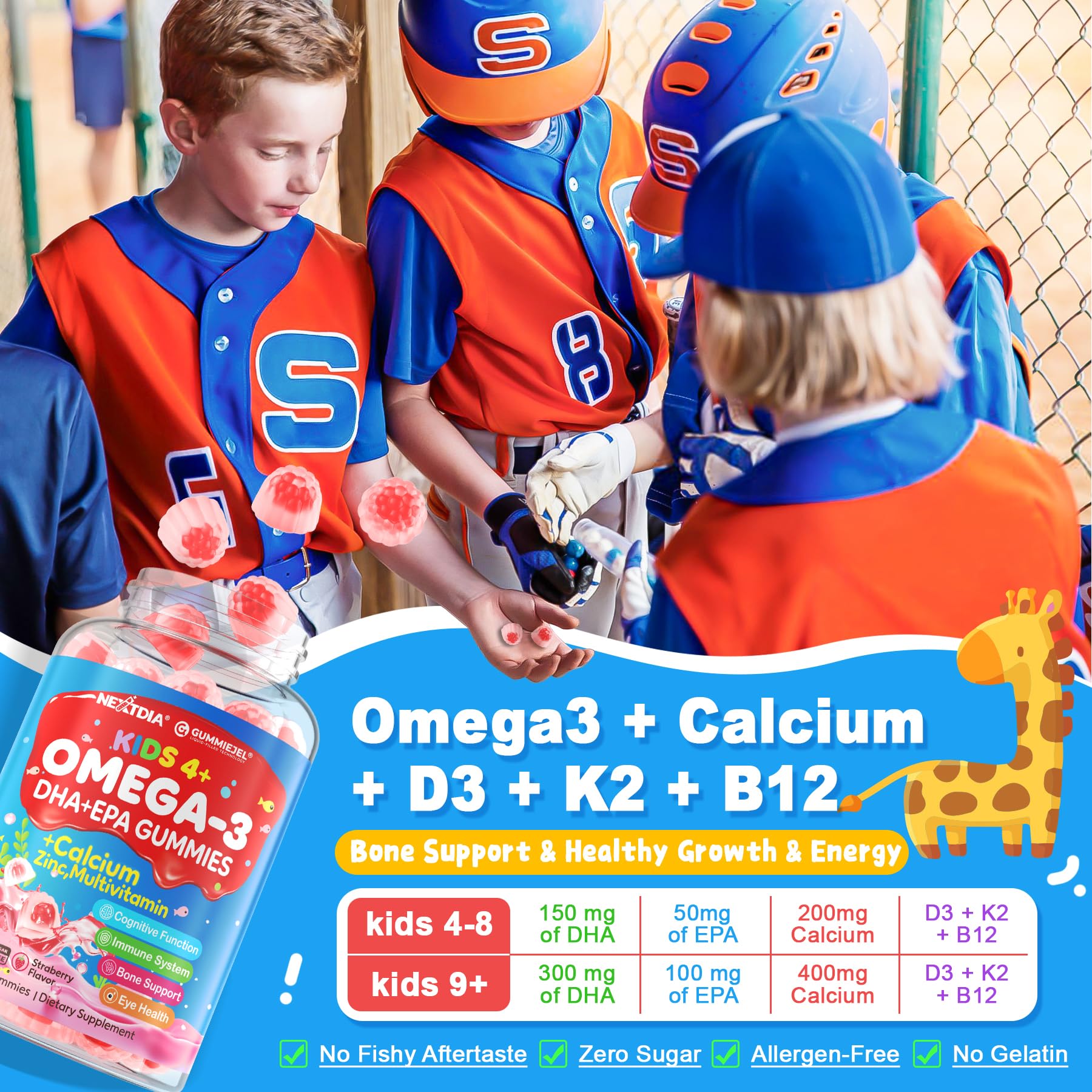 Nextdia Omega 3 gummies daily use for active kids