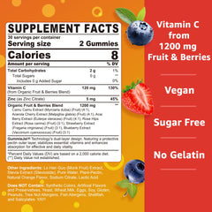 Nextdia Organic Vitamin C Gummies packaging highlights whole-food ingredients from berries and fruits.