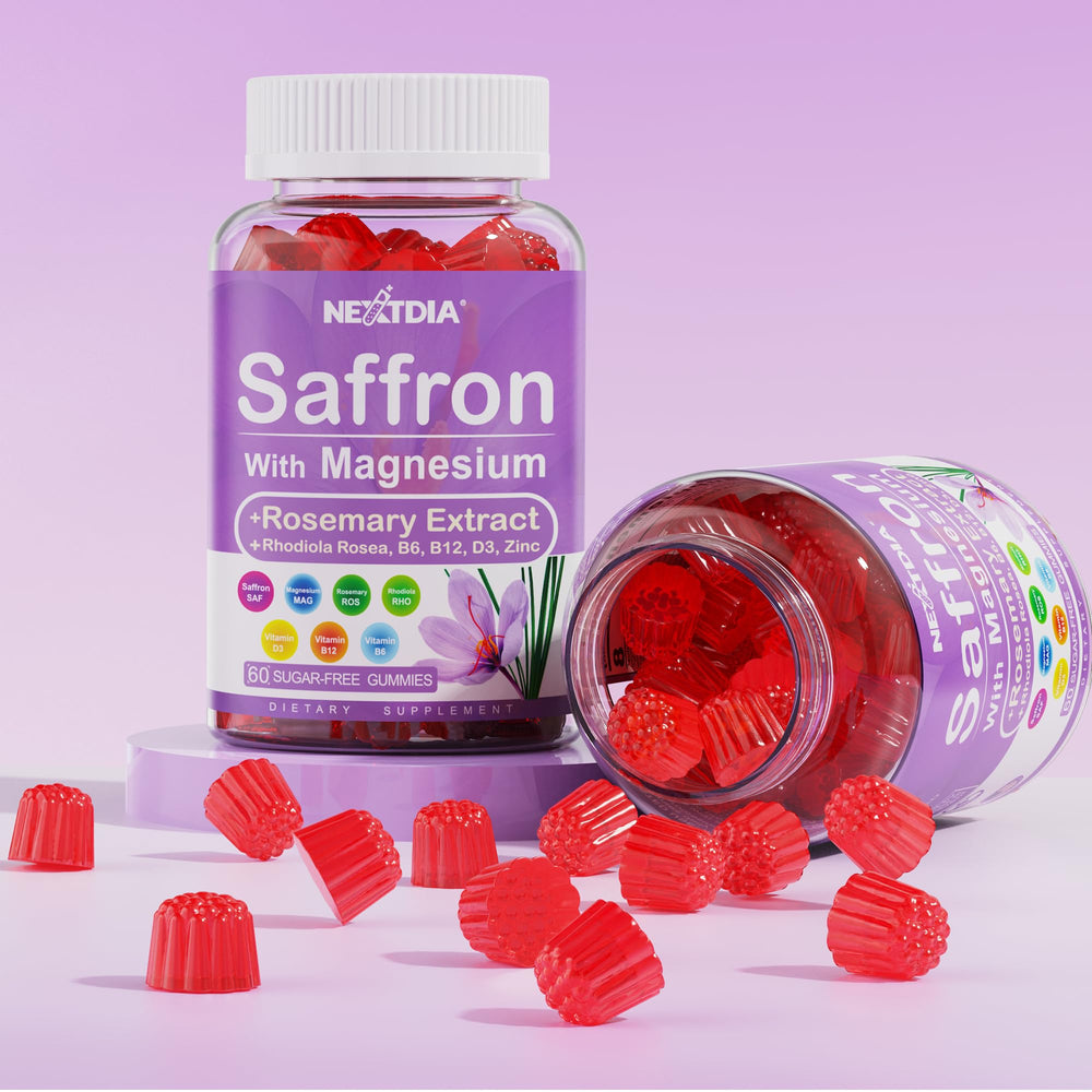 Nextdia daily-use gummies displayed in a morning routine setup.