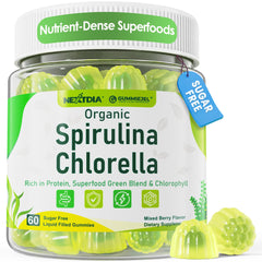 Nextdia Spirulina Chlorella Gummies bottle front signaling natural energy support
