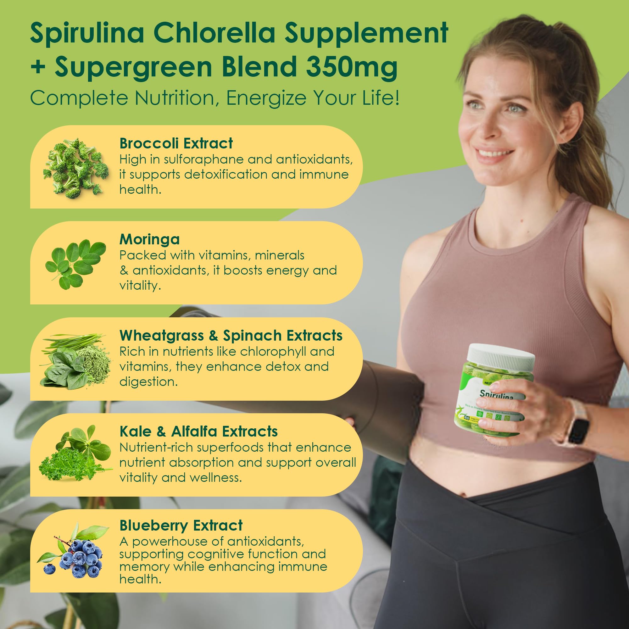 Nextdia Spirulina Chlorella Gummies packaging showing sugar-free promise