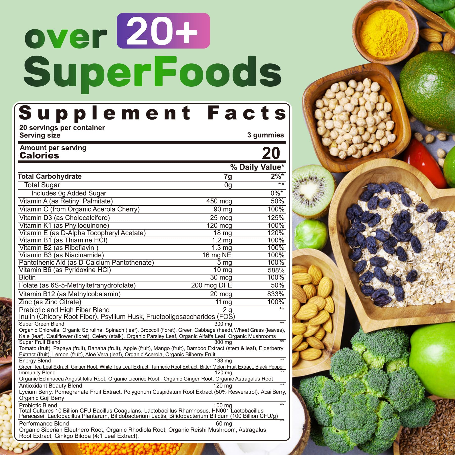 Nextdia gummies ingredients scene highlighting spirulina and chlorella for natural energy support