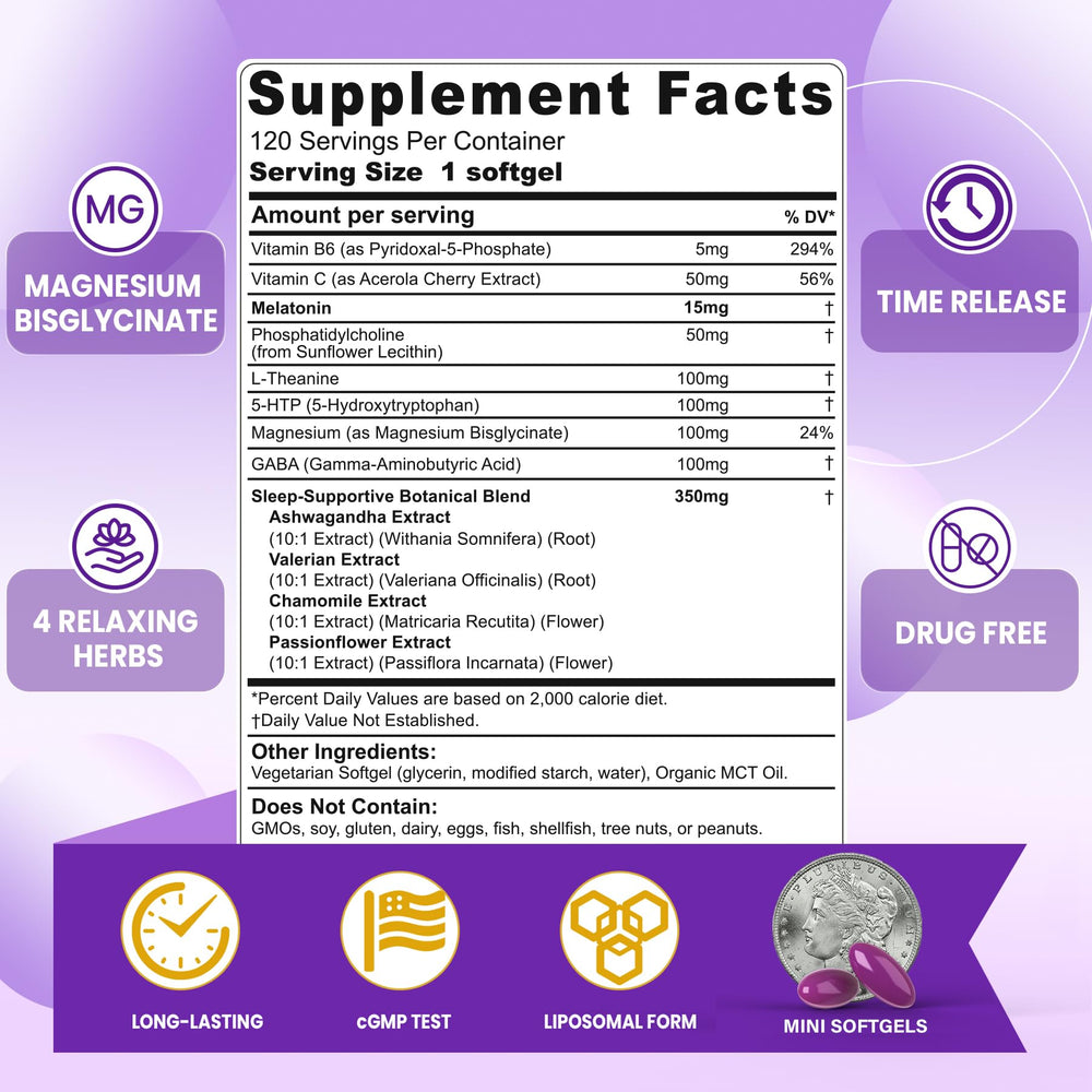 Nextdia Time-Release Melatonin Softgels demonstrate gradual release for longer-lasting rest support.