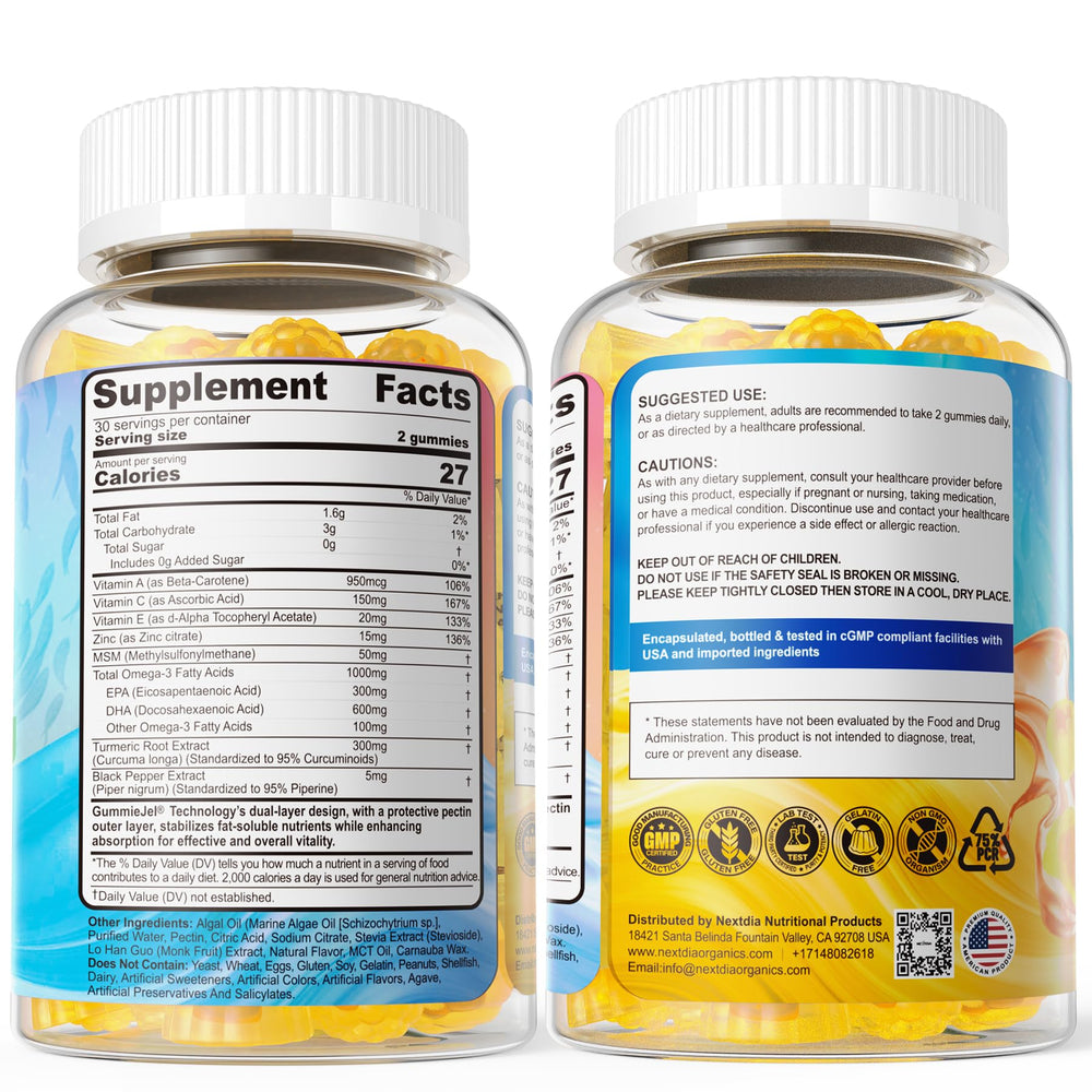 Nextdia vegan Omega-3 Gummies athlete-use scenario with bottle and trail setup