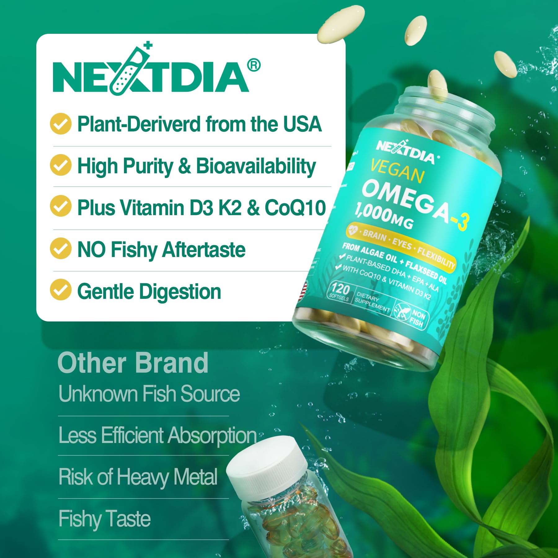 Nextdia packaging emphasizes vegan, non-GMO and allergen-free