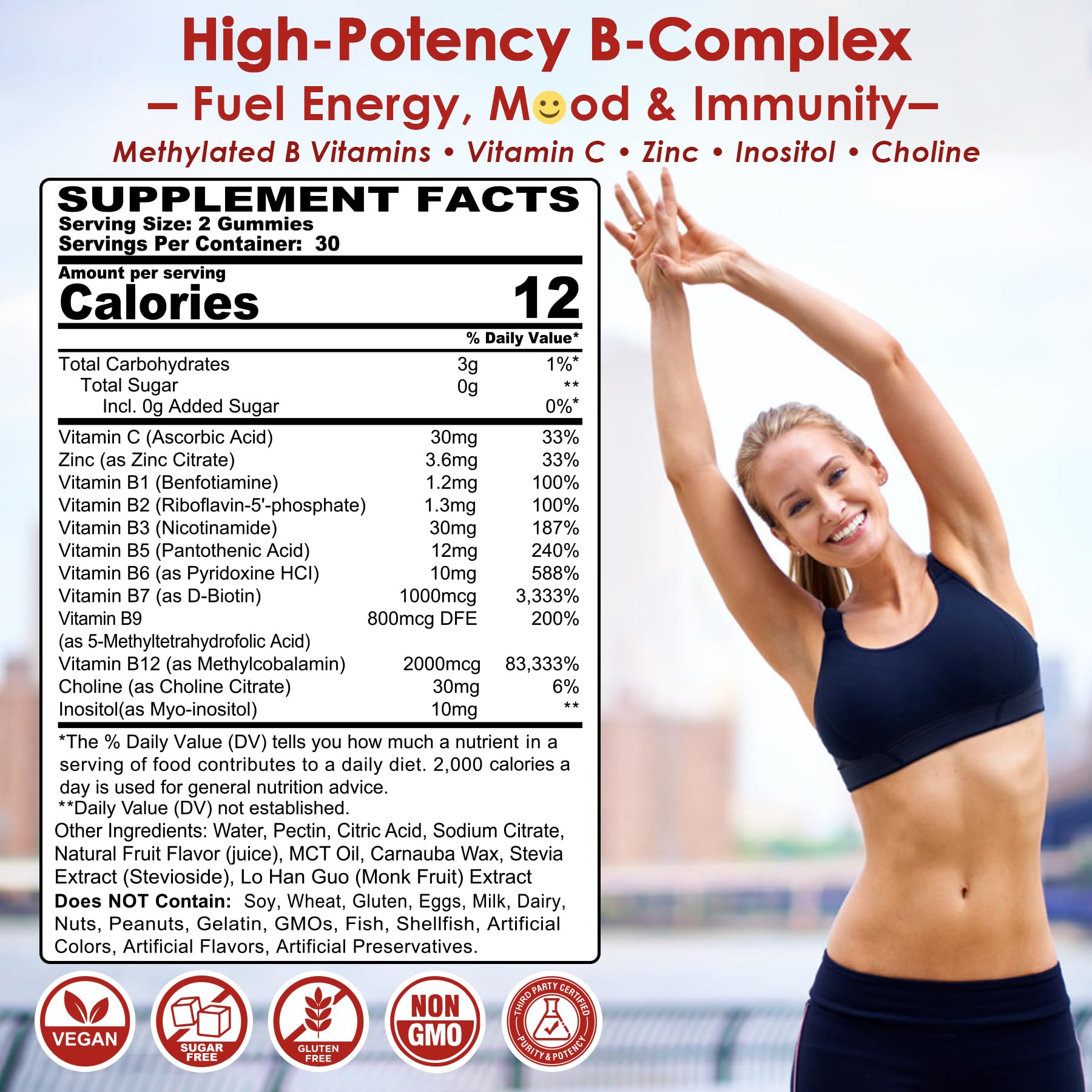 Nextdia Vitamin B Complex Gummies cherry close-up emphasizes convenient daily intake.