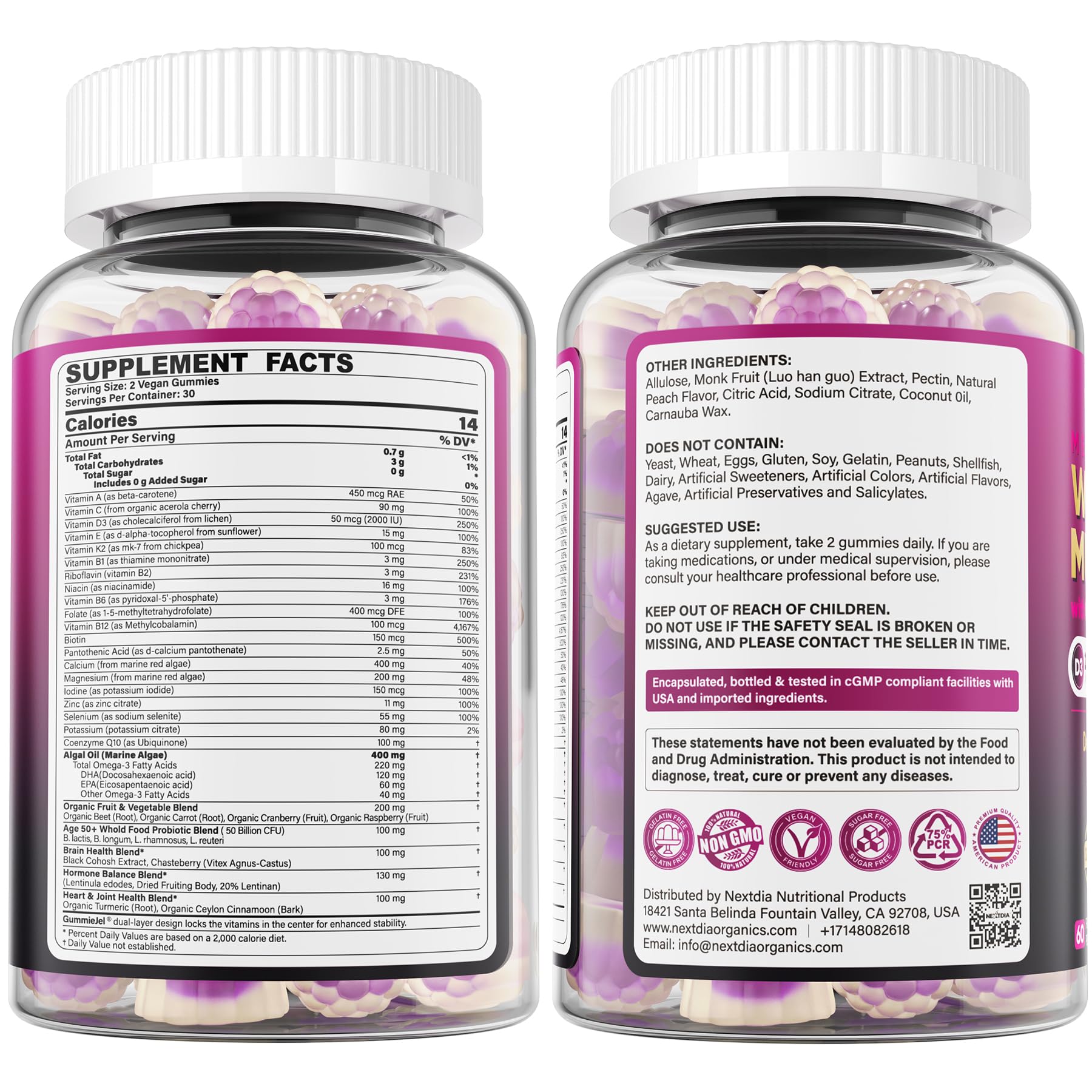 Nextdia allergen-free vegan gummies suitable for sensitive diets.