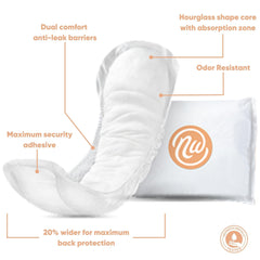 Nexwear pad adhesive strips in use demonstrating secure all-day adhesion.