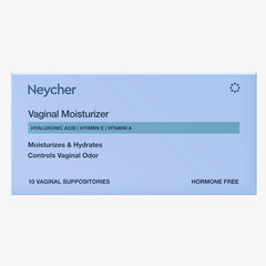 Neycher hyaluronic acid suppositories packaging shows premium, at-home moisture support