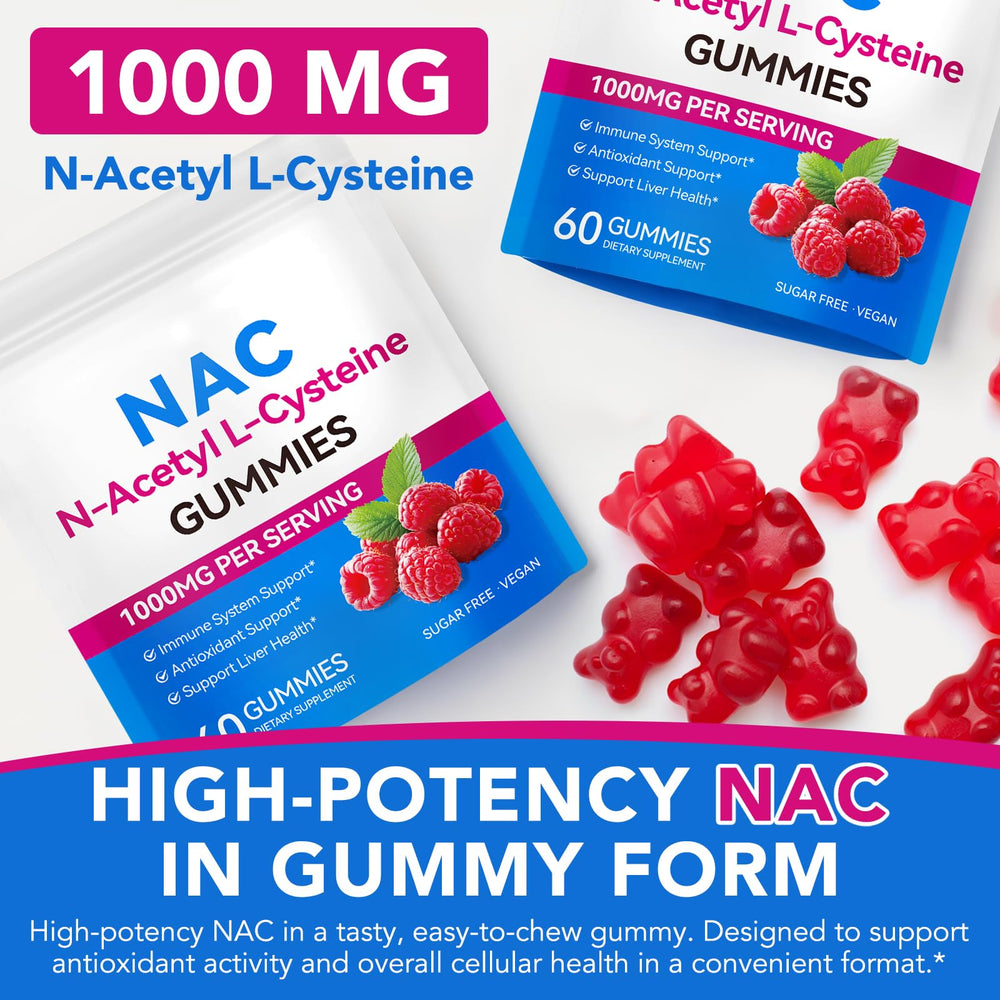NFILVSYO NAC Gummies bottle back reveals sugar-free formula and ingredients