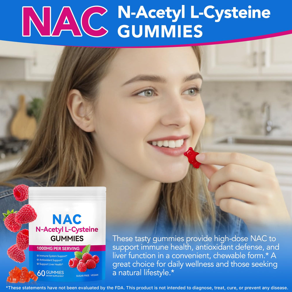 NFILVSYO NAC Gummies 60 softgels packaging shows dosage and count