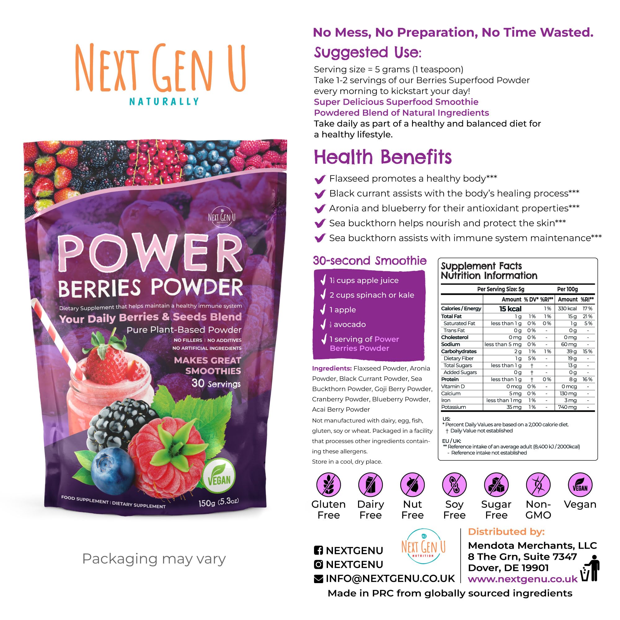 NGU Super Berry Powder dispensing scoop demonstrates easy portioning for meals