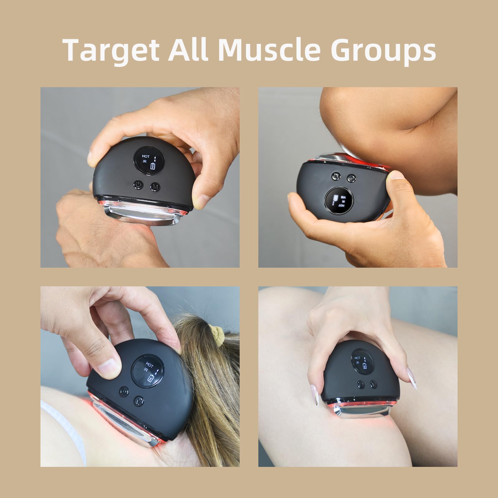 NHO Electric Fascia Knife in use on neck and shoulders for targeted relaxation.