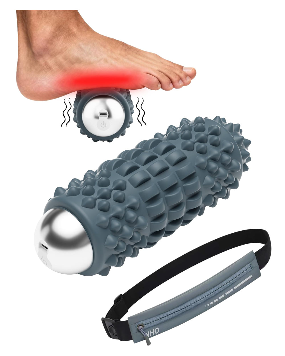 NHO vibrating ball front view with 4-speed control for deep tissue release.