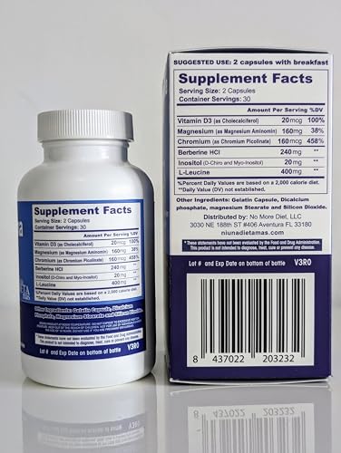 Ni una dieta más METFORMINA Natural label details highlight ingredients and guidance.