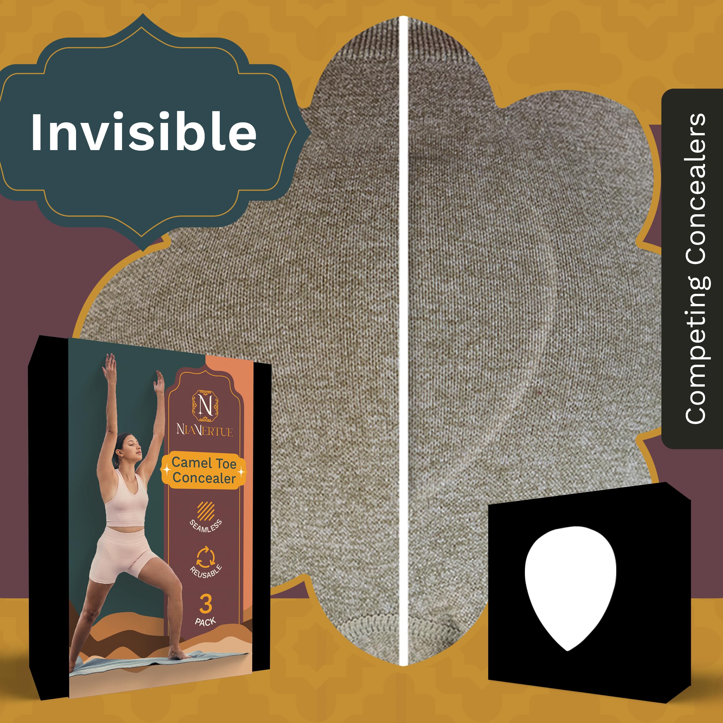 Nia Vertue no-glue silicone concealer stays in place during activity.